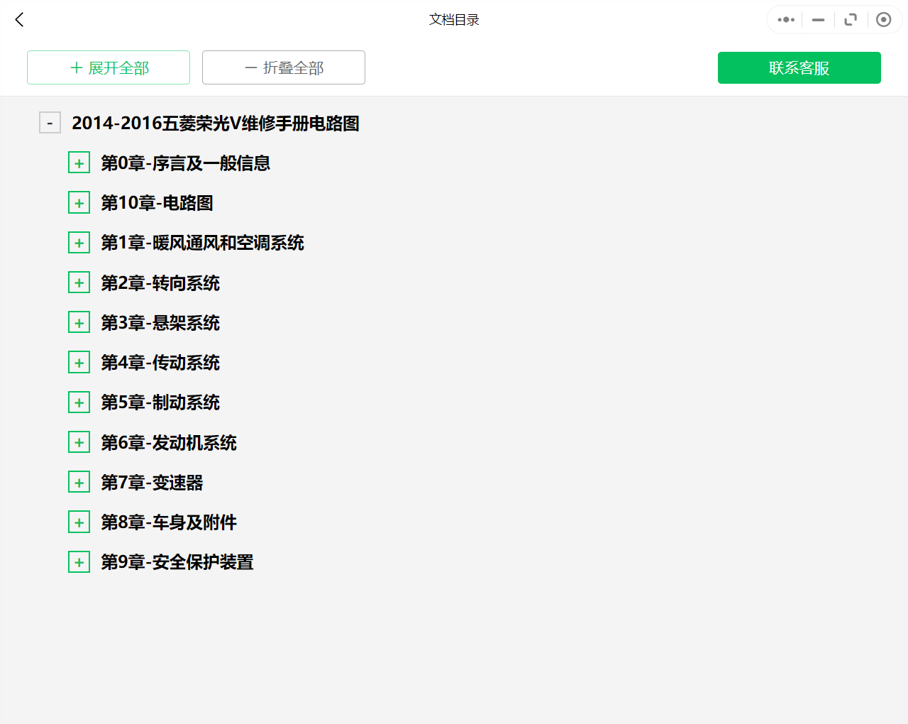 五菱寶駿維修手冊和電路圖資料