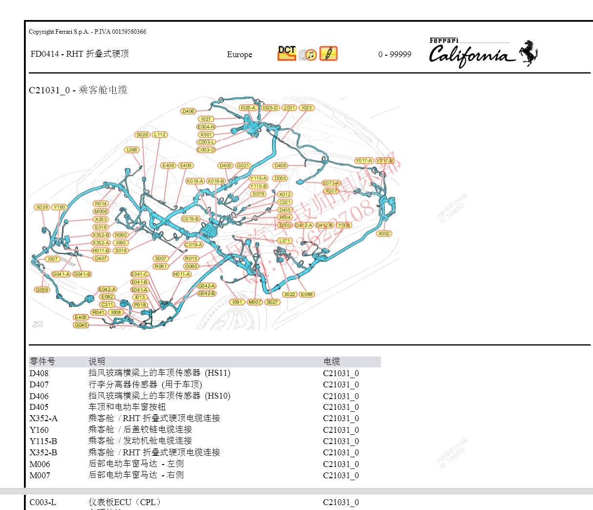 2008-2015年款法拉利汽車(chē)維修手冊(cè)和電路圖線路接線圖資料更新汽修幫手資料庫(kù)g