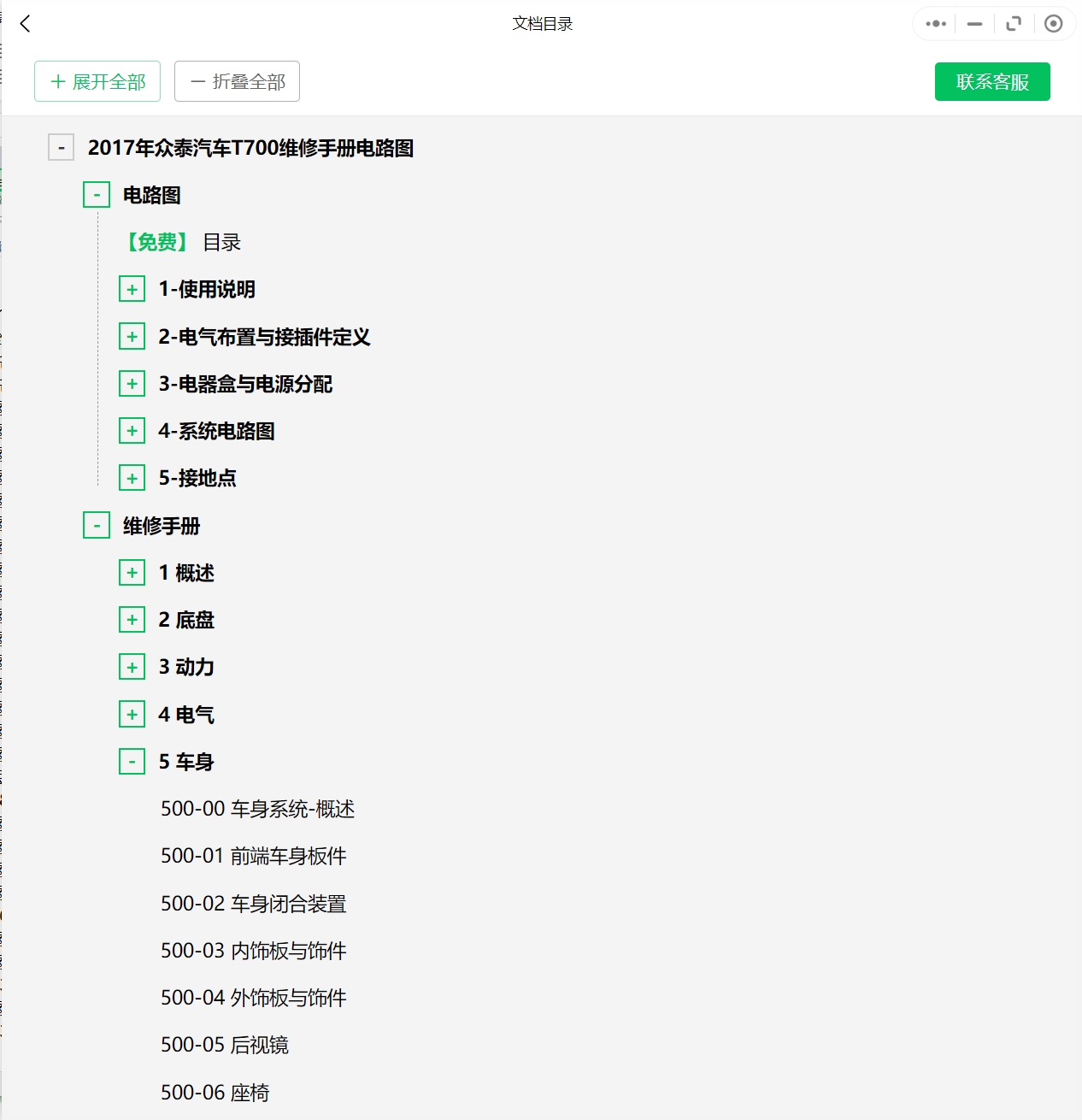 2008-2018年眾泰汽車維修手冊和電路圖[資料更新]